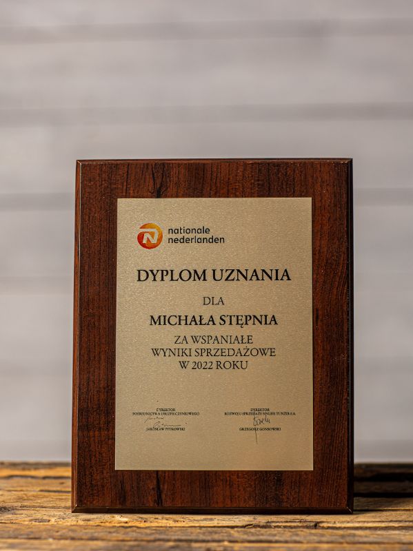 Dyplom uznania za wyniki sprzedażowe
